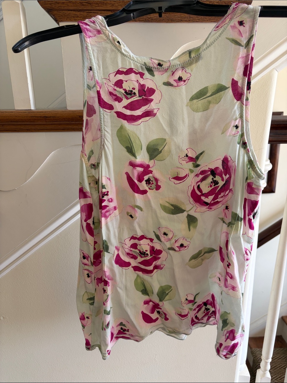 Kenzie Light Green Blouse with Pink Floral Print - Picture 3 of 3